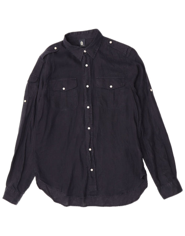 Marina Yachting Camisa militar de corte regular para hombre Talla 41 Mediana Azul marino