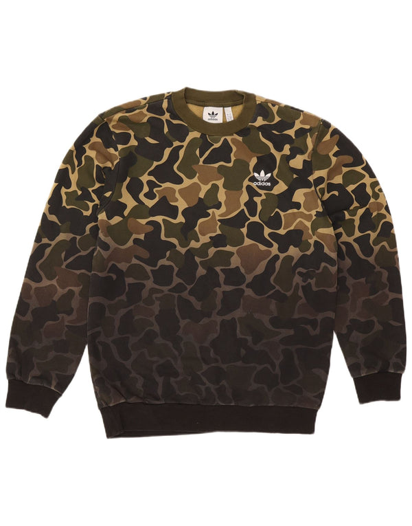 Adidas Hombre Sudadera Jumper Small Caqui Camuflaje Algodón