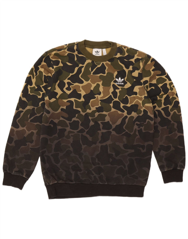 Adidas Hombre Sudadera Jumper Small Caqui Camuflaje Algodón