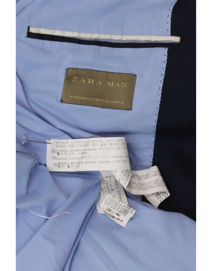 Zara Chaqueta tipo blazer de 1 botón para hombre EU 56 XL Azul marino Poliéster