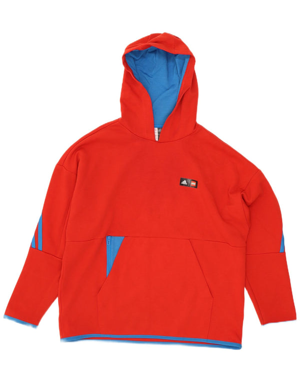 Adidas - Sudadera con capucha para niño (11-12 años), color rojo, algodón