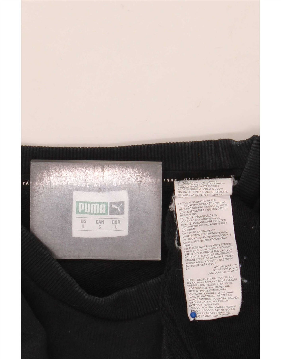 Puma Hombre Sudadera Jumper Grande Algodón Negro