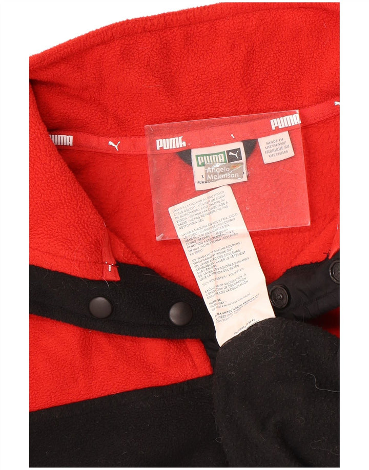 PUMA Jersey de forro polar con cuello abotonado para niños de 11 a 12 años, talla grande, color negro