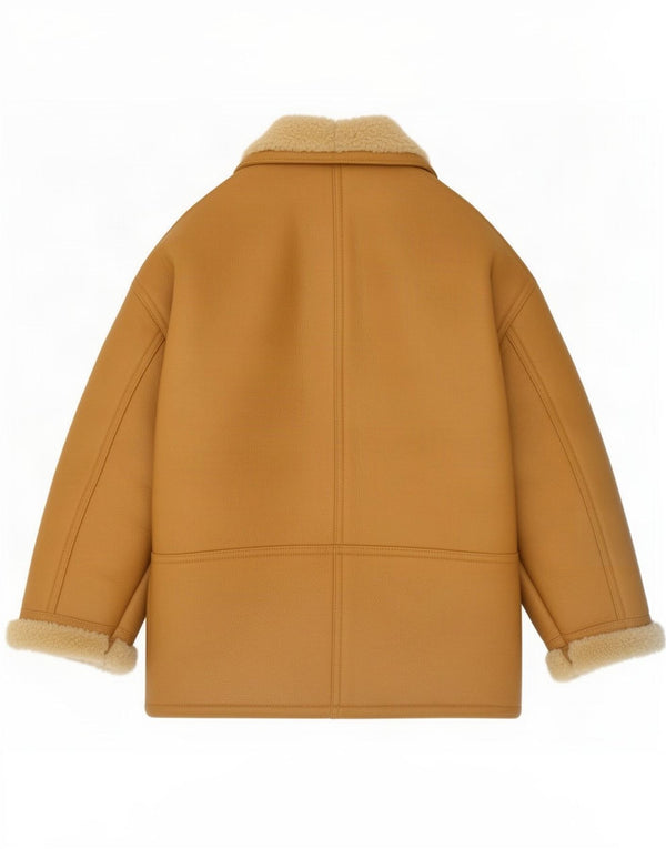 Abrigo de piel de oveja vintage para mujer IT 44 Beige medio