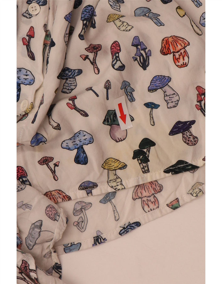 French Connection Blusa tipo camisa con estampado abstracto para mujer, talla 40, color blanco