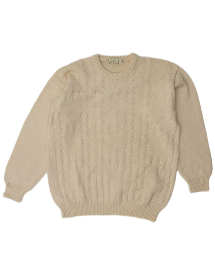 Pollini Jersey De Cuello Redondo para Hombre IT 52 Large Lana Beige