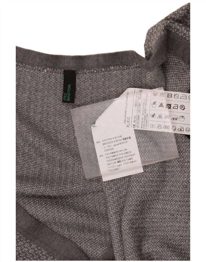 BENETTON Suéter tipo cárdigan para mujer UK 40 XL Viscosa moteada gris