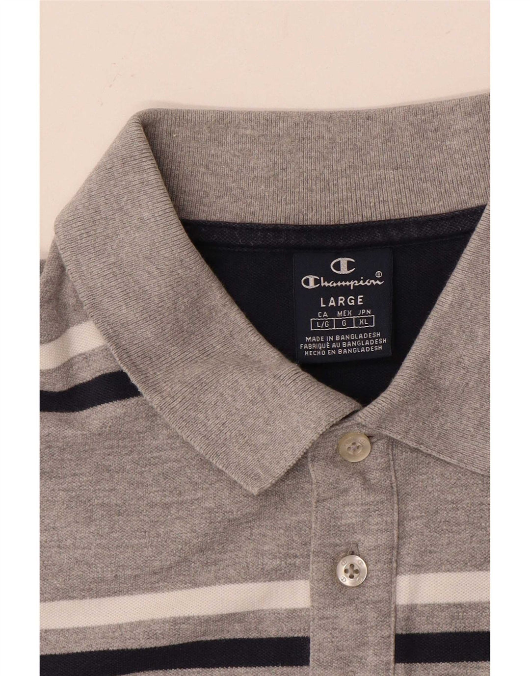 Champion Polo Para Hombre Grande Gris A Rayas