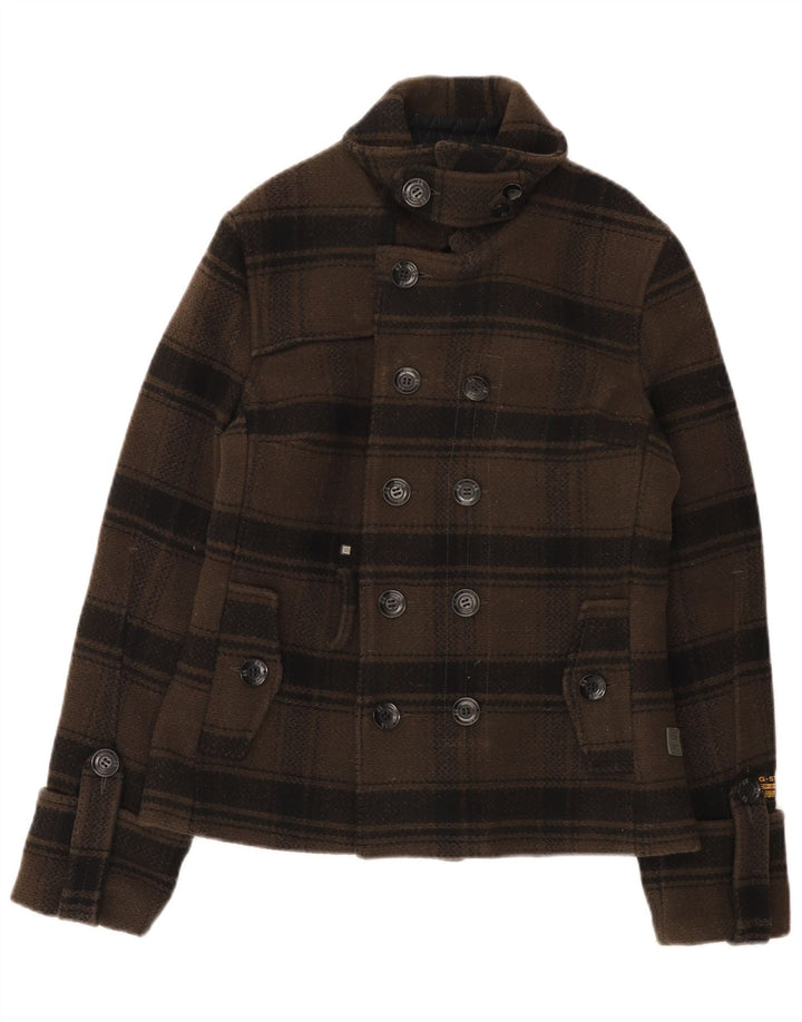 G-Star Chaquetón para Mujer UK 10 Small Khaki Check Wool