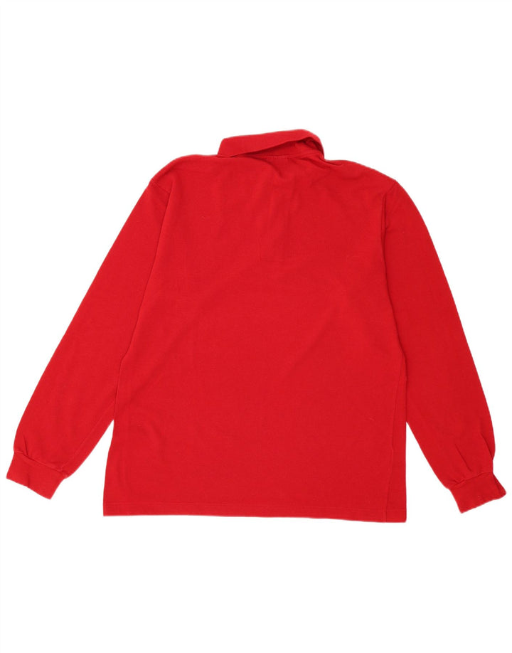 Lacoste Polo de manga larga para hombre talla 4 mediano algodón rojo