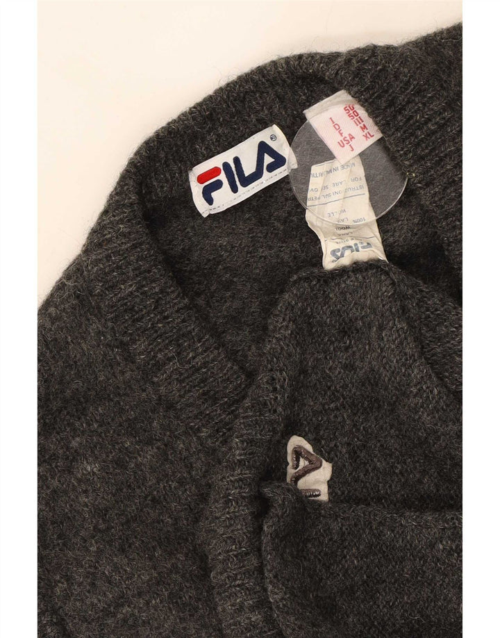 Fila Hombre Cárdigan Sin Mangas Suéter De Lana Gris Medio