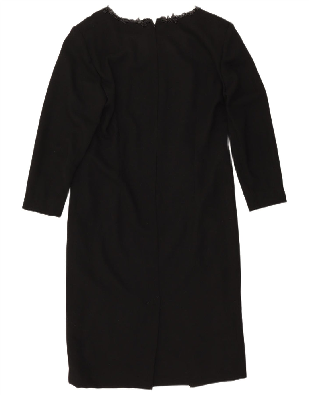 VINTAGE Vestido de manga larga para mujer Reino Unido 14 Grande Negro