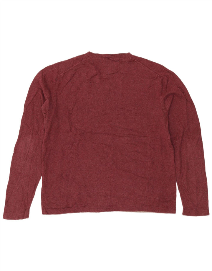 Eddie Bauer Jersey con cuello en V para hombre de algodón burdeos medio