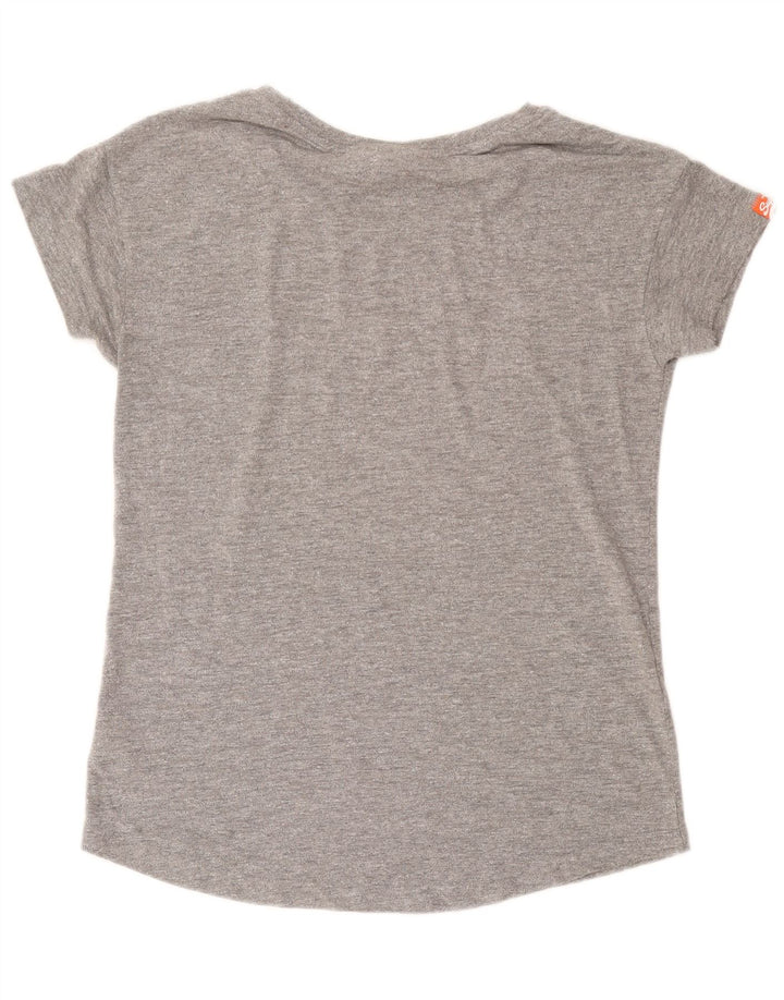 Superdry Mujer Camiseta Gráfica Top UK 40 Grande Algodón Gris