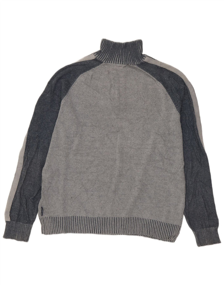 Calvin Klein Jeans Hombre Zip Neck Jumper Sweater Gris Medio Colorblock