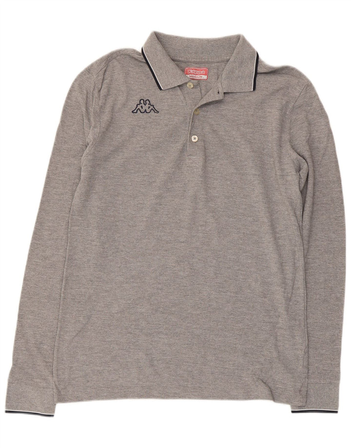 KAPPA Polo de manga larga para hombre de algodón moteado gris medio