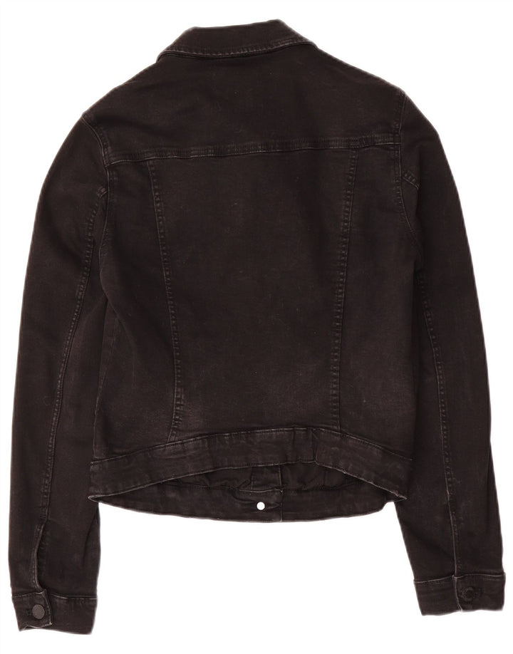 Zara Mujer Trafaluc Crop Denim Chaqueta Reino Unido 40 Mediano Negro Algodón