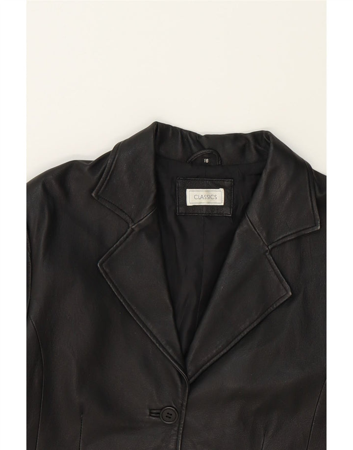 CLASSIC Womens Leather Coat UK 16 Large Black Leather Vintage CLASSIC and Second-Hand CLASSIC from Messina Hembry 