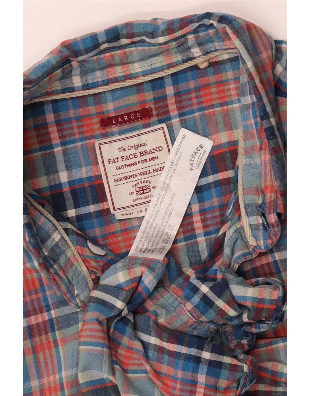 Camisa de hombre Fat Face de algodón con cuadros grandes multicolores