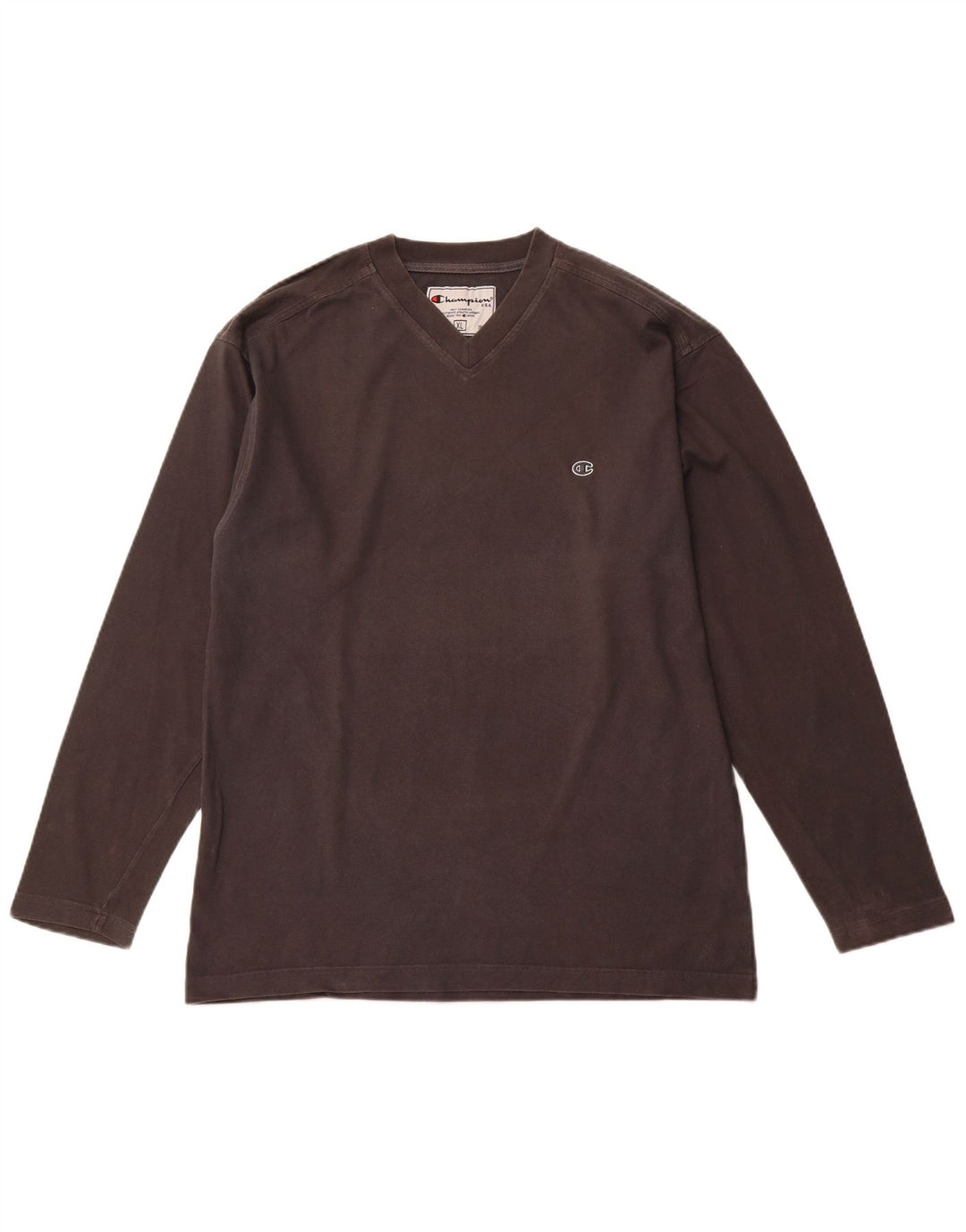 Champion Hombre Camiseta Manga Larga XL Gris Algodón