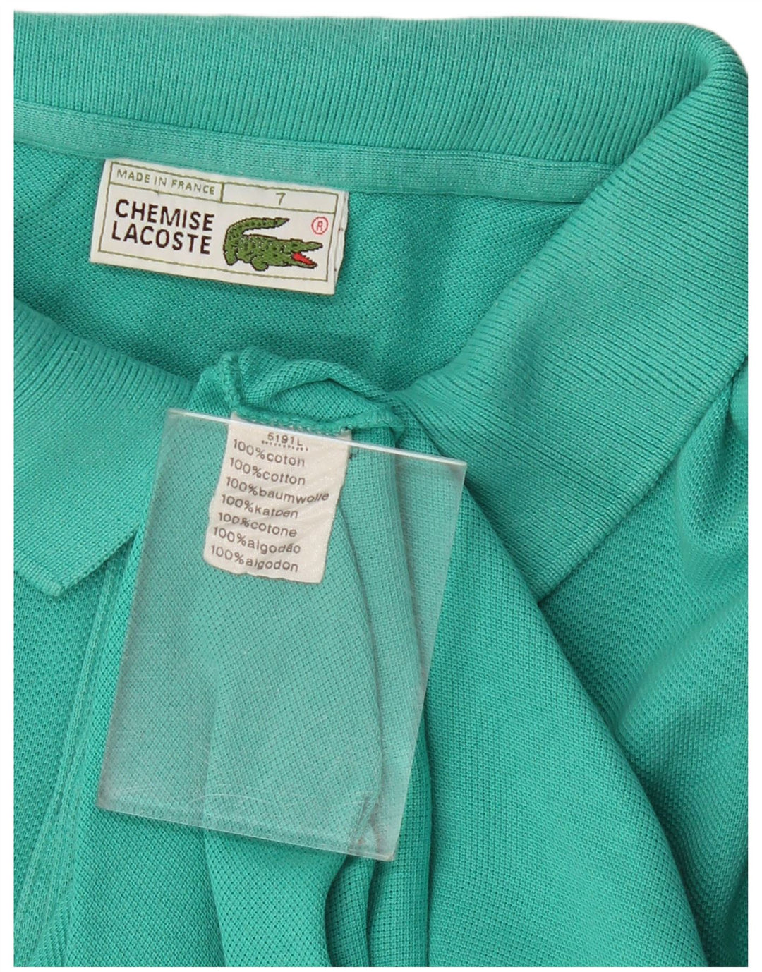 Polo Lacoste para hombre talla 7 2XL algodón turquesa