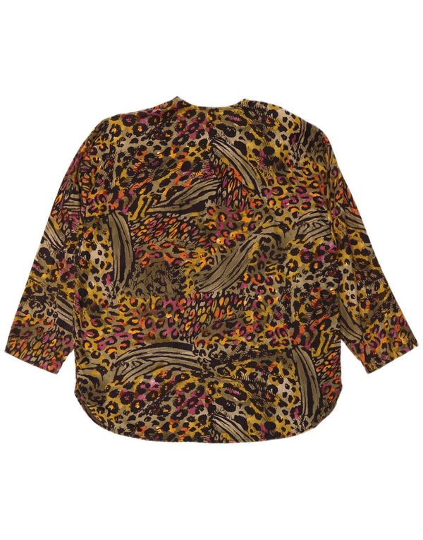 Vintage Mujer Top Manga Larga Reino Unido 20 2XL Multicolor Animal Print Viscosa