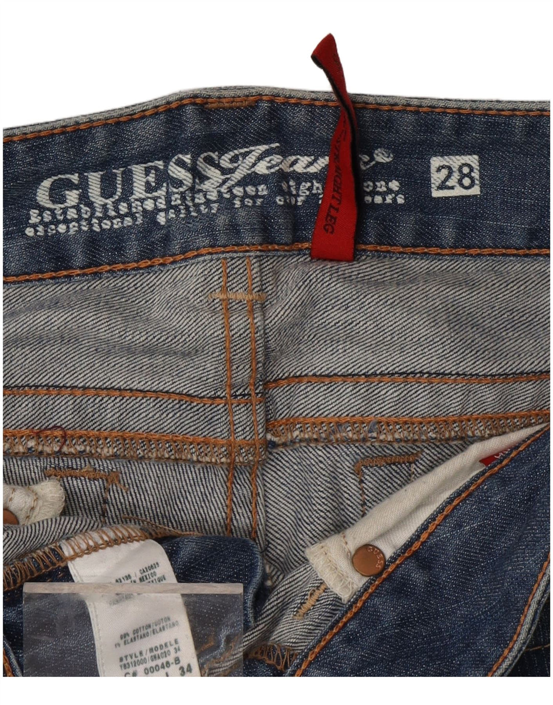GUESS Vaqueros Rectos Mujer W28 L28 Algodón Azul