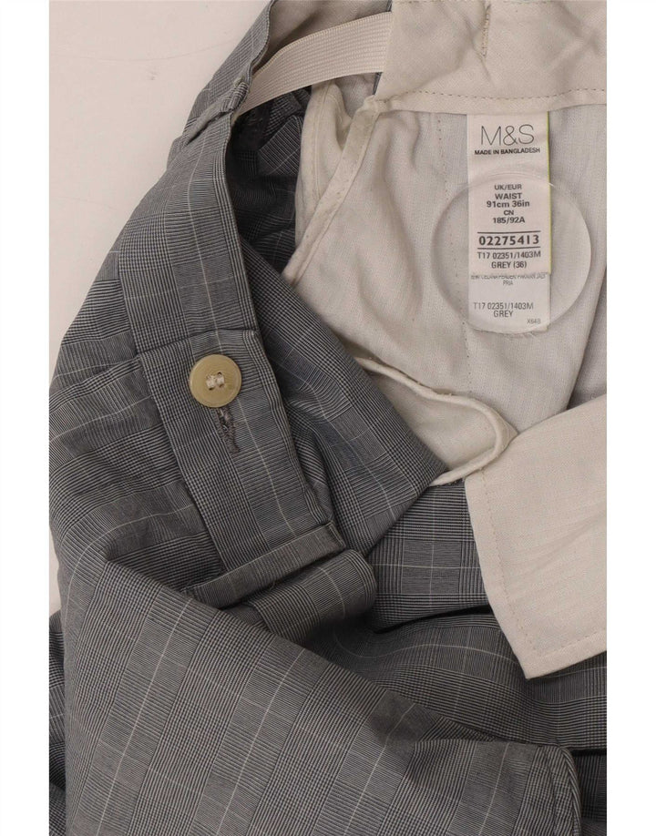 Marks & Spencer Pantalones cortos chinos para hombre W36 Algodón a cuadros gris grande