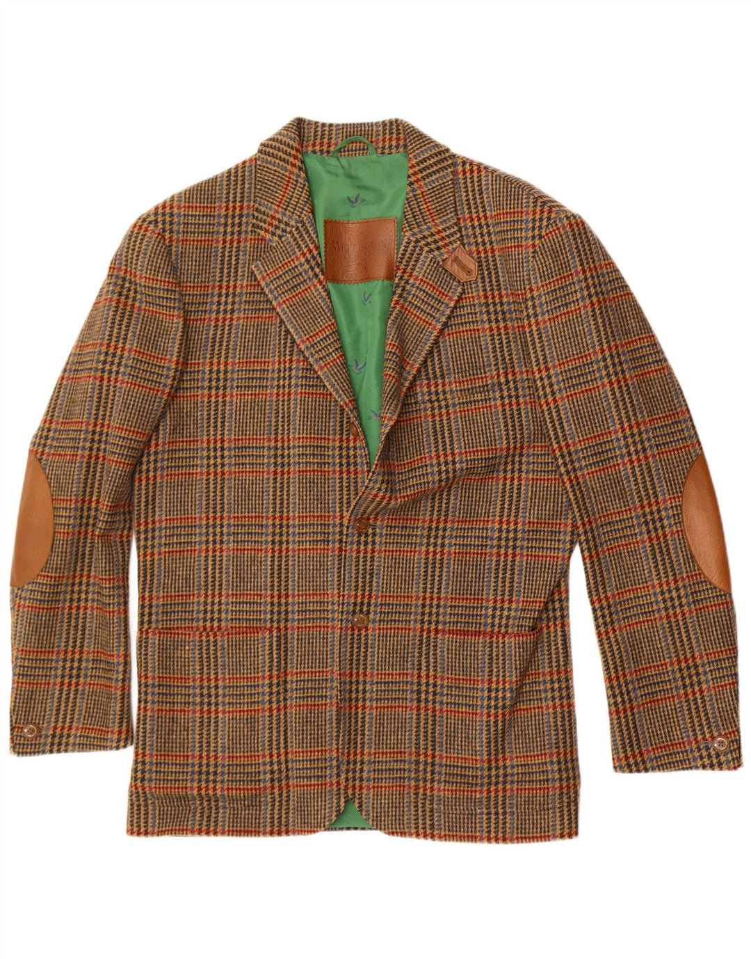 Wellington Chaqueta tipo blazer larga para hombre UK 40 Large Green Houndstooth