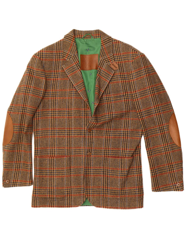 Wellington Chaqueta tipo blazer larga para hombre UK 40 Large Green Houndstooth