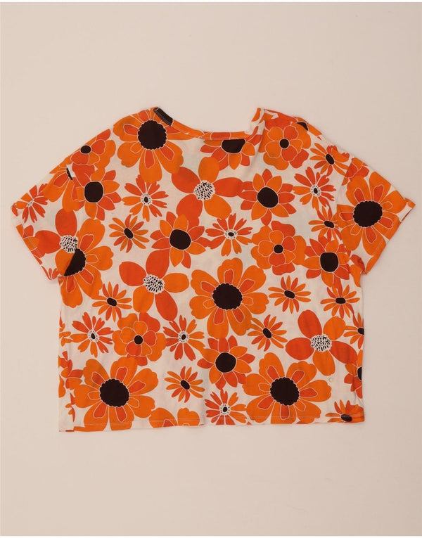 ZARA Camiseta Mujer Top UK 46 Large Naranja Floral