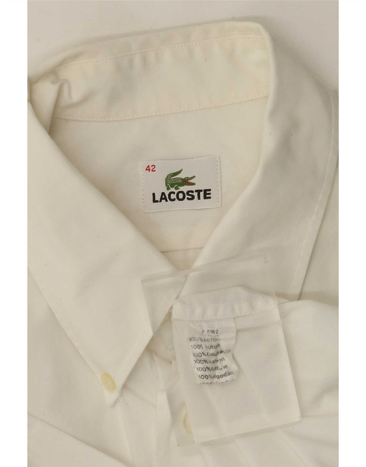 Camisa Lacoste Hombre Manga Corta Talla 42 Grande Algodón Blanco