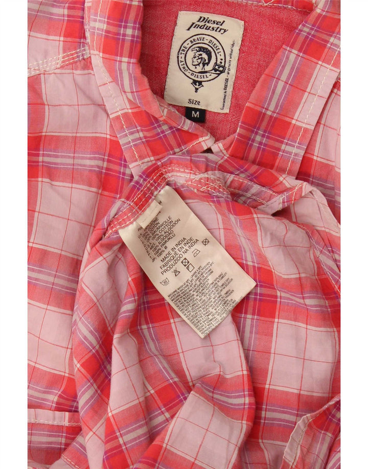 Camisa Diesel Hombre Mediana A Cuadros Rojos De Algodón