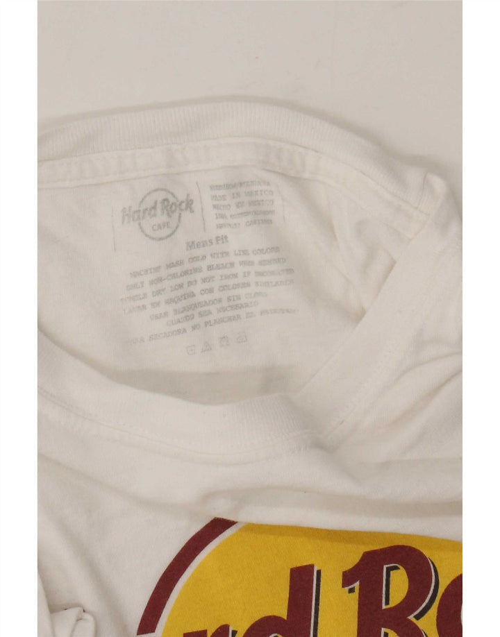 Hard Rock Cafe Mens Aruba Graphic Camiseta Top Medio Algodón Blanco