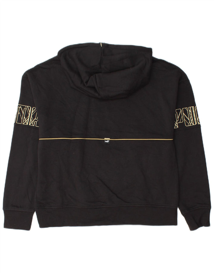 PUMA Jersey con capucha gráfica para mujer UK 14 Medium Black Cotton