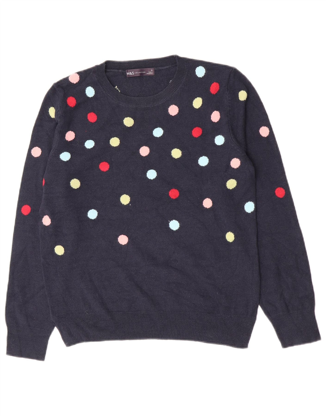 Marks & Spencer Jersey de Cuello Redondo para Mujer UK 10 Small Azul Marino