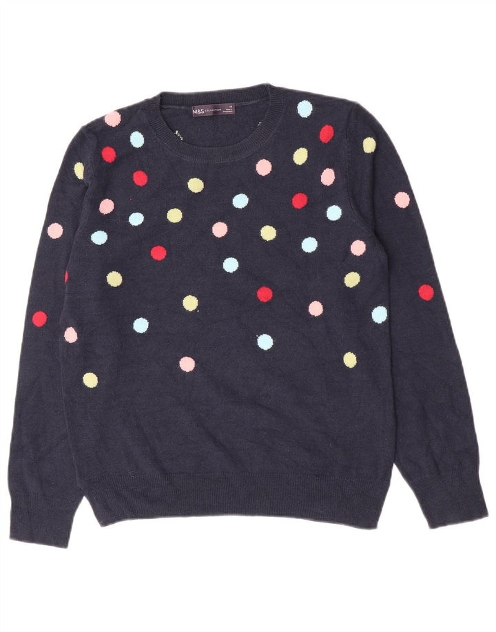 Marks & Spencer Jersey de Cuello Redondo para Mujer UK 10 Small Azul Marino