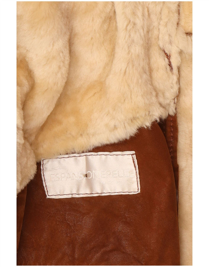 Vintage mujer chaqueta de piel de gran tamaño US 8 cuero marrón medio