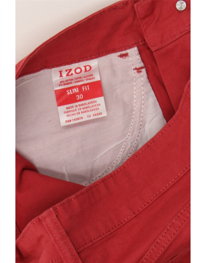 IZOD Mens Slim Fit Casual Shorts W30 Medium  Red Cotton Vintage Izod and Second-Hand Izod from Messina Hembry 
