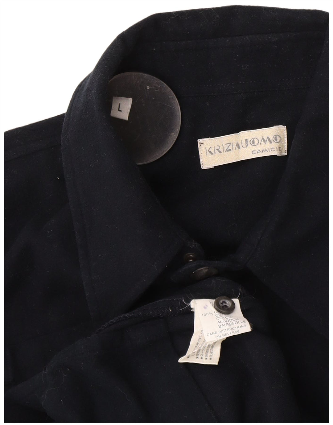 Krizia Chaqueta utilitaria para hombre UK 40 Large Azul marino Algodón