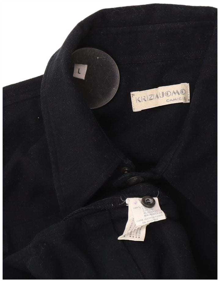 Krizia Chaqueta utilitaria para hombre UK 40 Large Azul marino Algodón