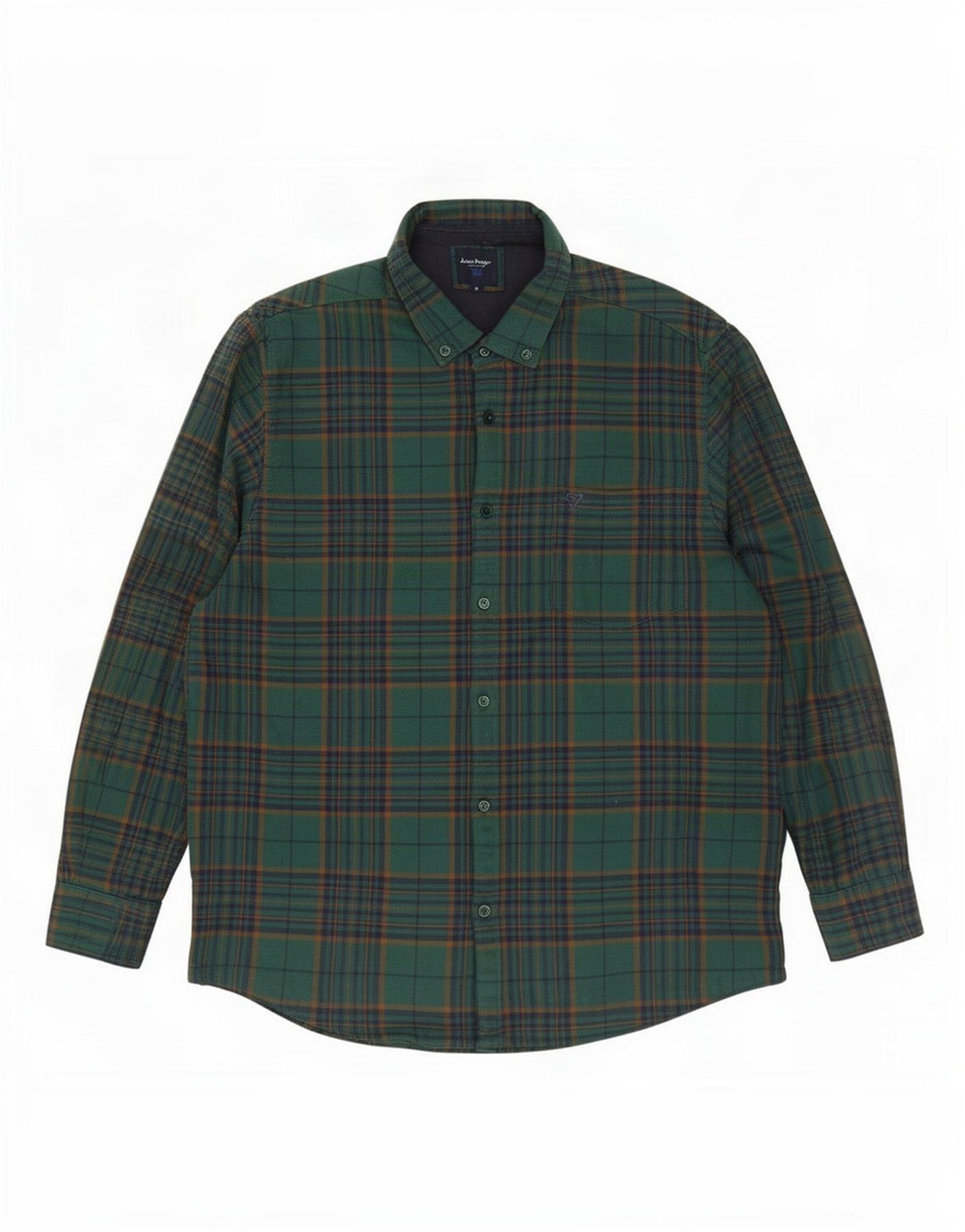 James Pringle Camisa de franela de leñador para hombre Algodón a cuadros verde medio