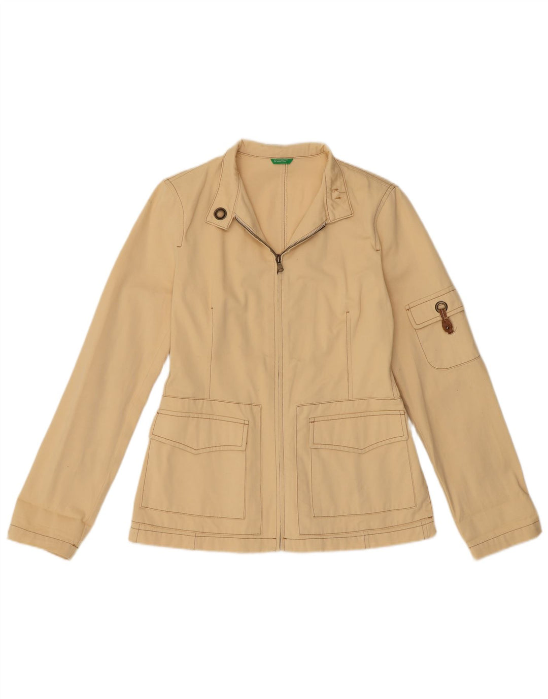 BENETTON Chaqueta utilitaria para mujer IT 42 Algodón beige medio