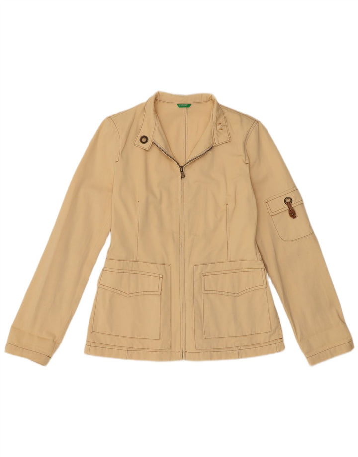 BENETTON Chaqueta utilitaria para mujer IT 42 Algodón beige medio