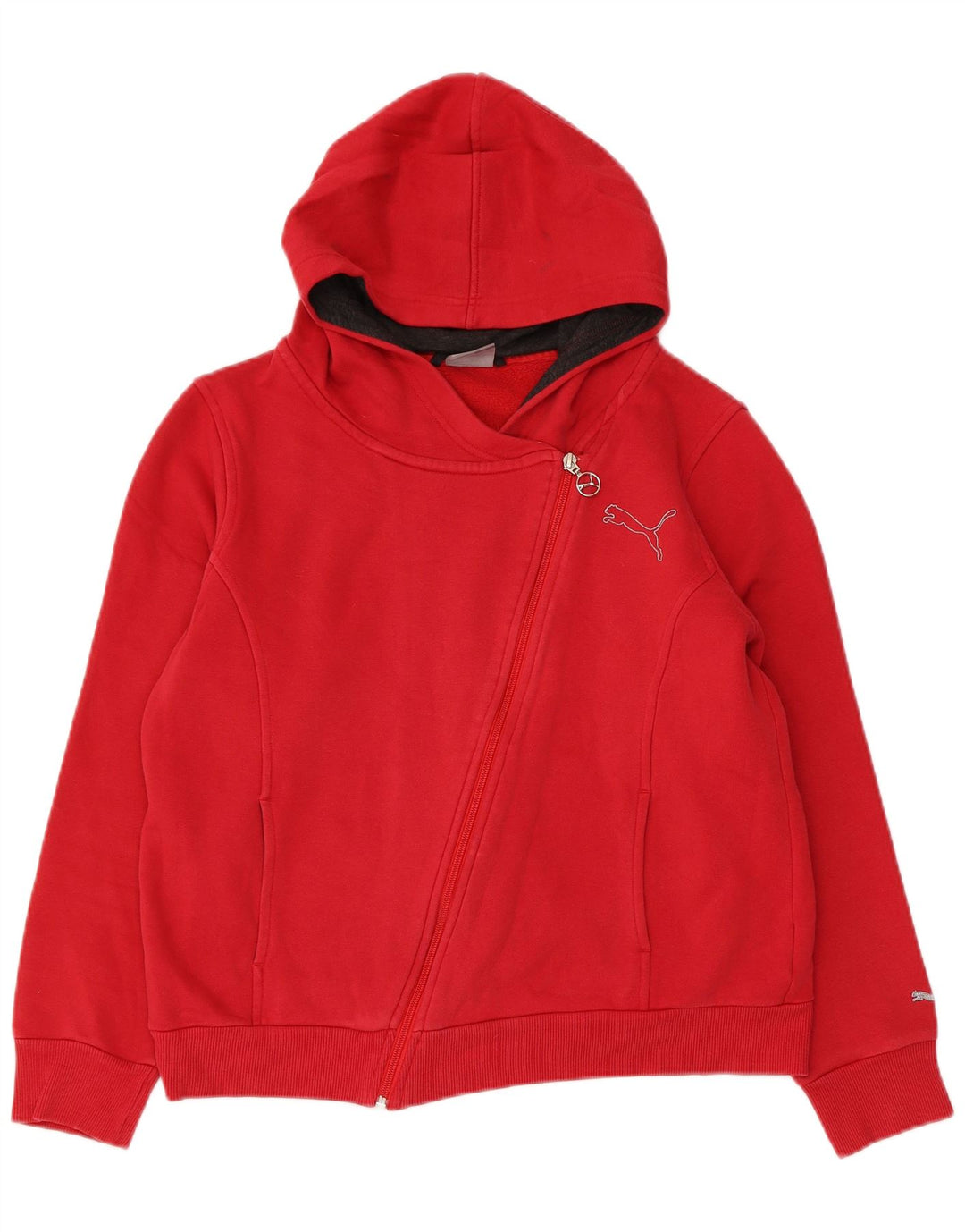 PUMA Sudadera con capucha y cremallera para mujer UK 16 Large Red Cotton