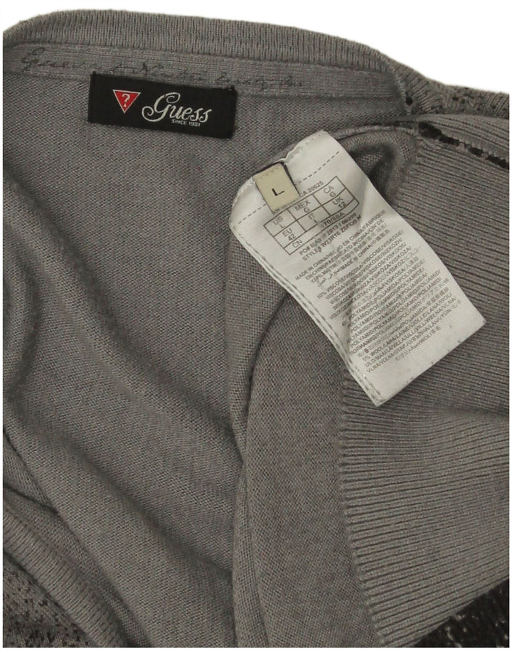 Guess Cárdigan para mujer, talla 42, viscosa moteada gris medio