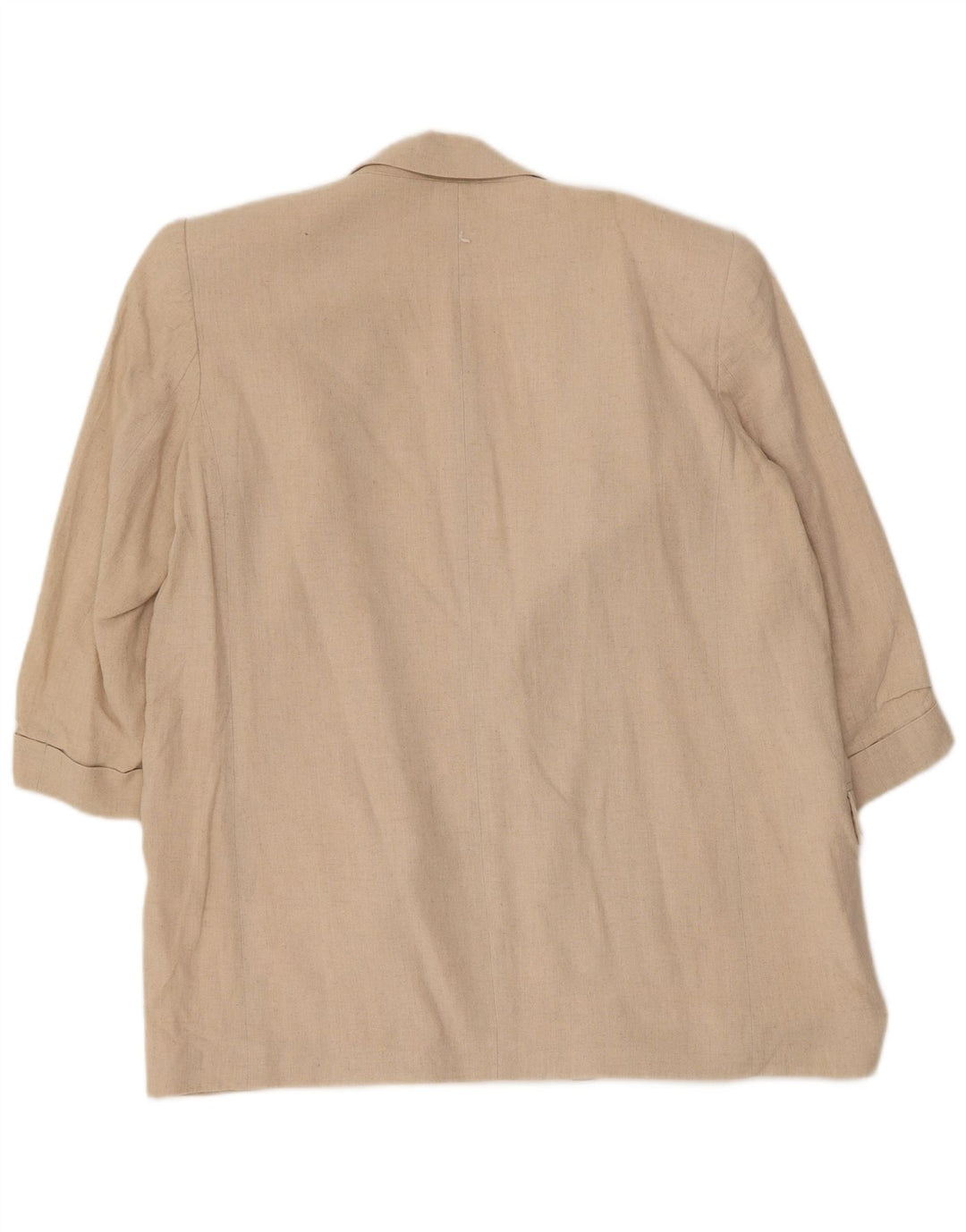 Zara Mujer Chaqueta Americana Abierta Manga 3/4 UK 46 Grande Lino Beige