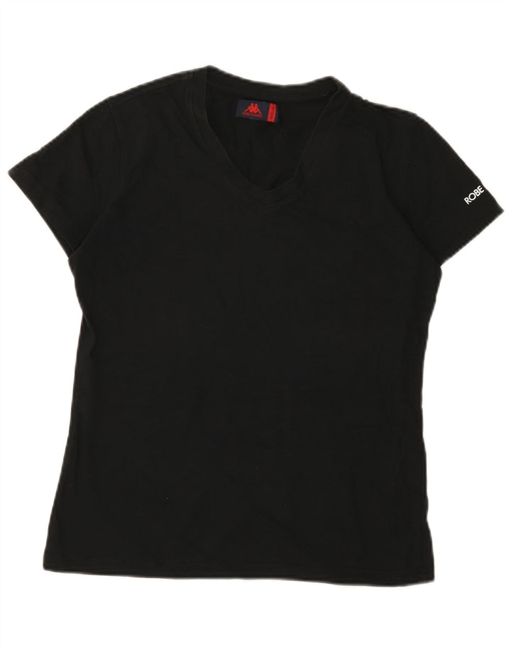 Kappa Camiseta para Mujer Top UK 12 Medium Black Cotton
