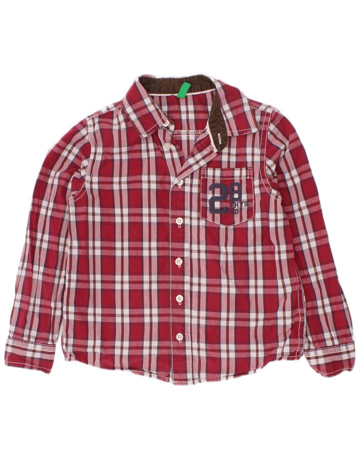 Benetton Camisa Gráfica De Niño 3-4 Años Cuadros Rojos