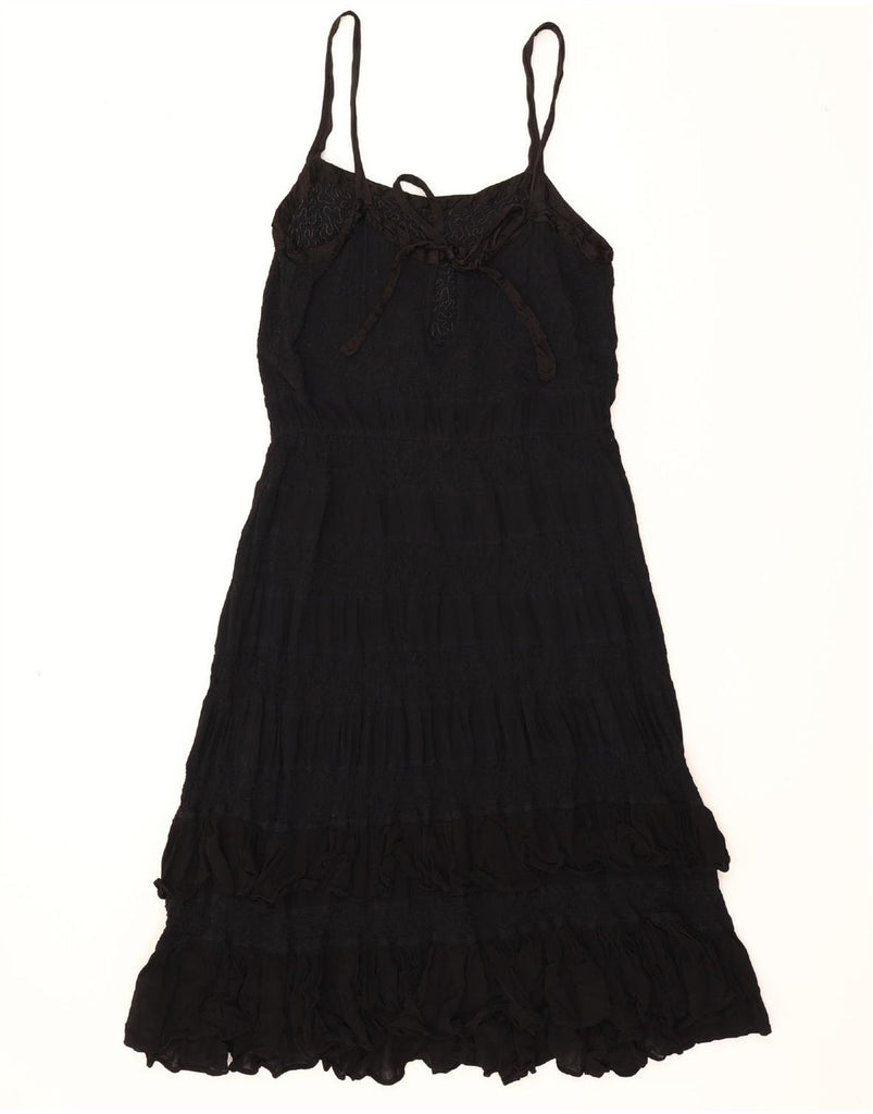 GHOST Womens Slip Dress UK 14 Large Black Viscose Vintage Ghost and Second-Hand Ghost from Messina Hembry 